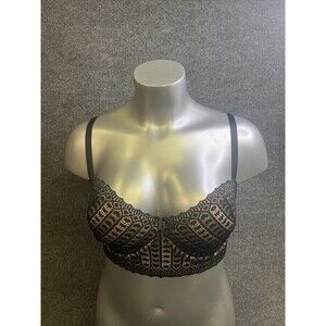 Adore Me Nymphadora Contour Plus Black Heart Lace Bra 34H Underwire NWT